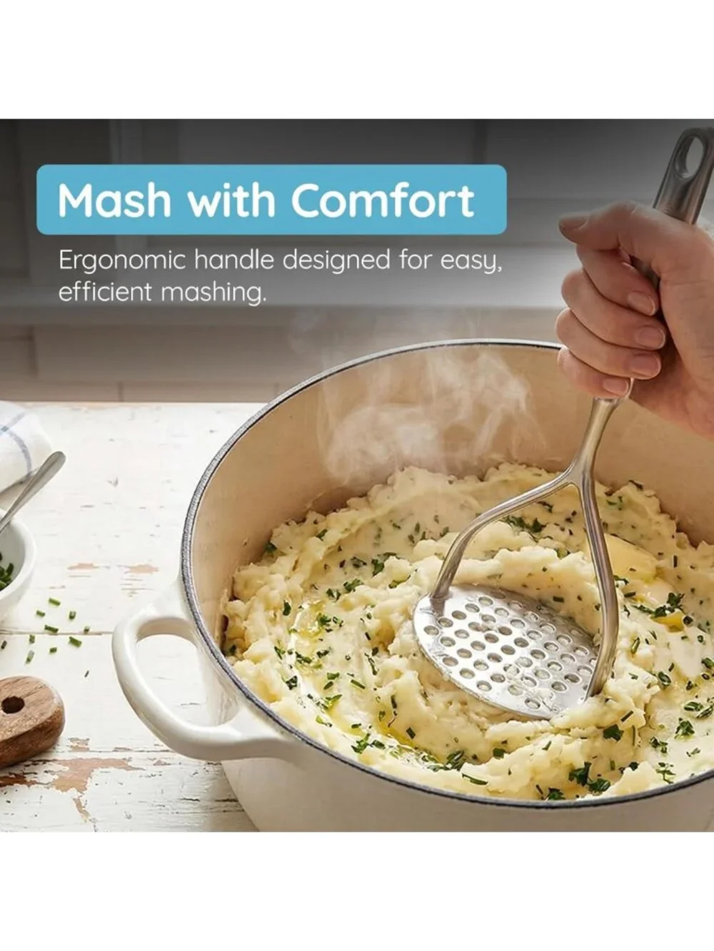Heavy Duty Stainless Steel Potato Masher Tool for Perfect Mashed Potatoes